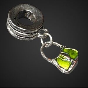 Silver Charm with Green Bag Pendant